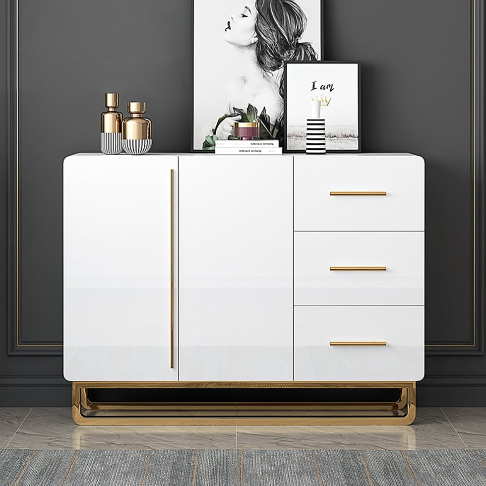 HMR - Nordic Buffet with Doors and Drawers and Adjustable Shelf in Small in White, 41.3"W