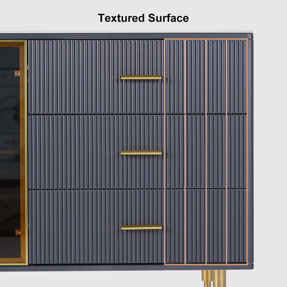 HMR - Cofab Sideboard Sintered Stone Top Luxury Buffet Tempered Glass Doors
