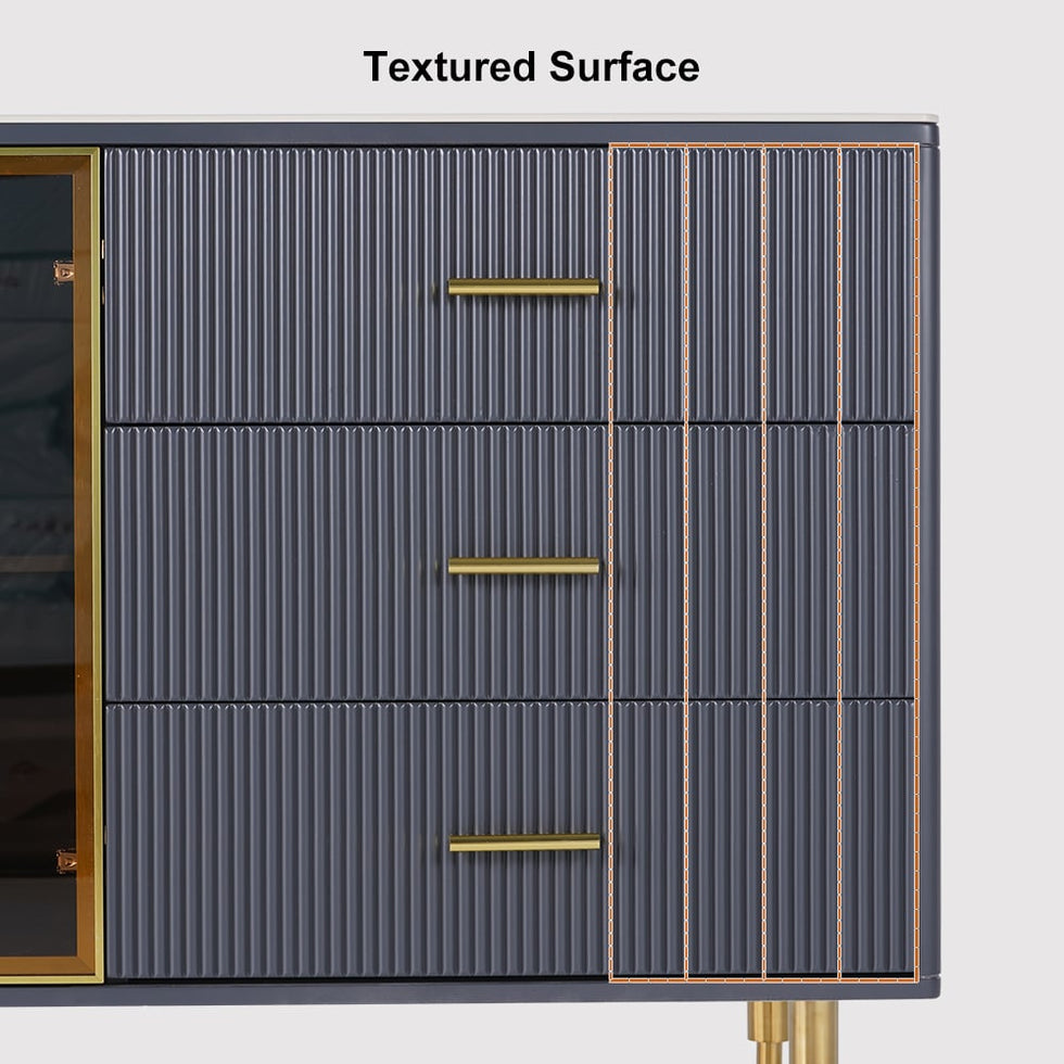 HMR - Cofab Sideboard Sintered Stone Top Luxury Buffet Tempered Glass Doors