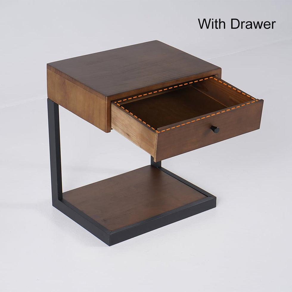 HMR - Nightstand with Drawer and Shelf in Walnut