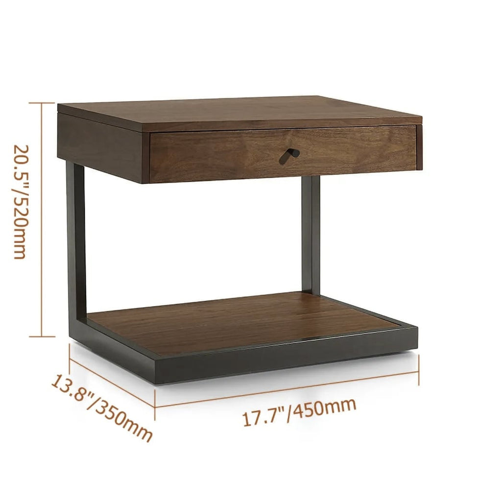 HMR - Nightstand with Drawer and Shelf in Walnut
