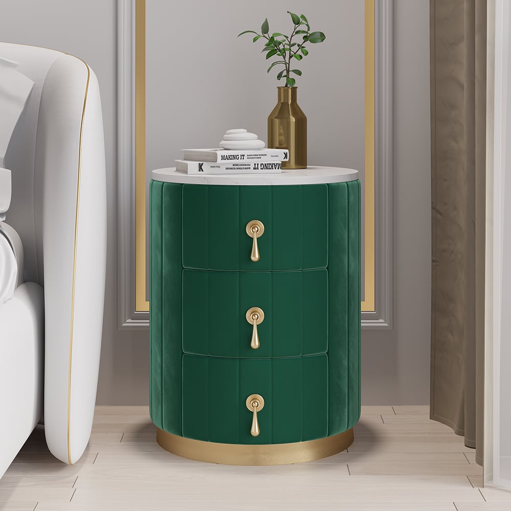 HMR - 3-Drawer Round Nightstand
