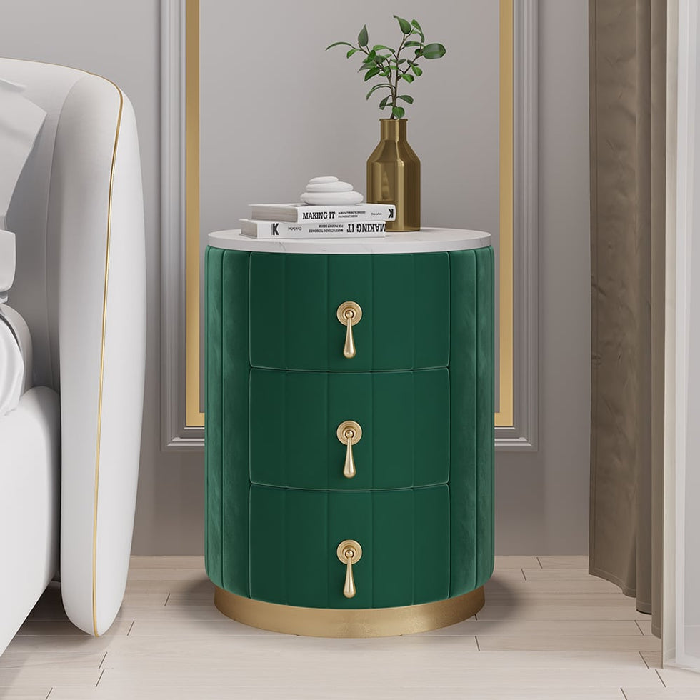 HMR - 3-Drawer Round Nightstand