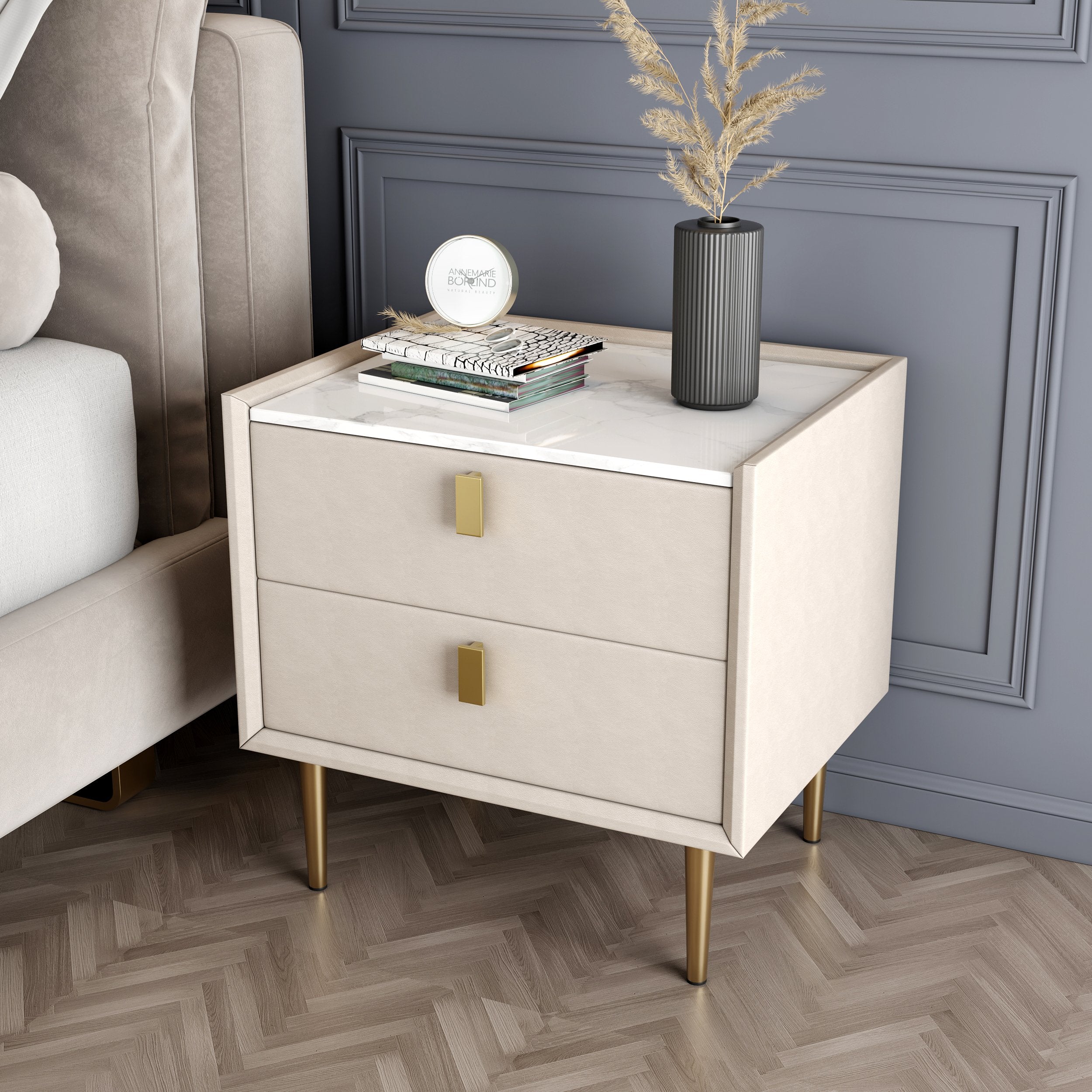 HMR - Modern 2-Drawer Nightstand