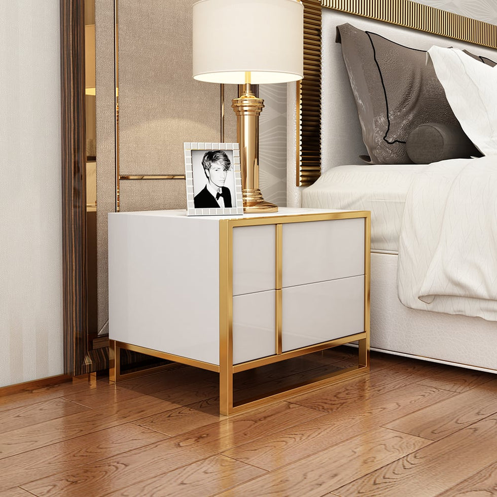 HMR - Rimh Lacquer Nightstand with 2 Drawers