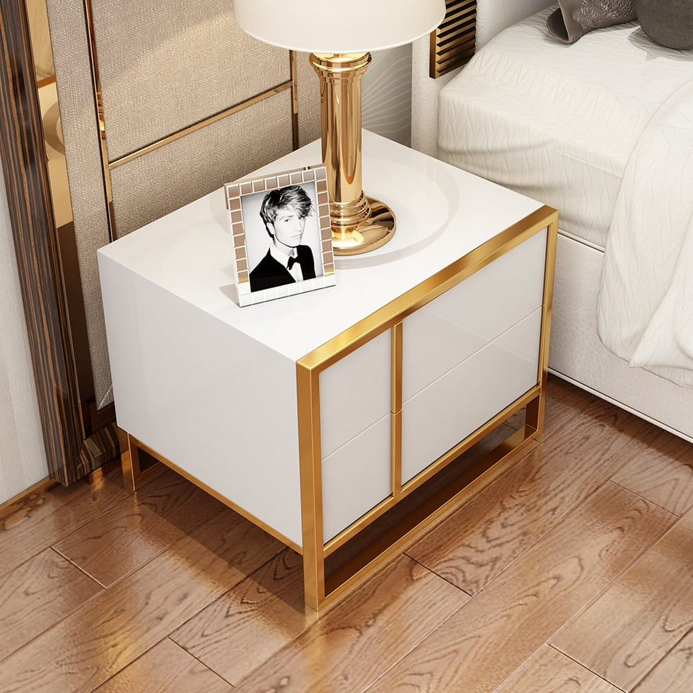 HMR - Rimh Lacquer Nightstand with 2 Drawers
