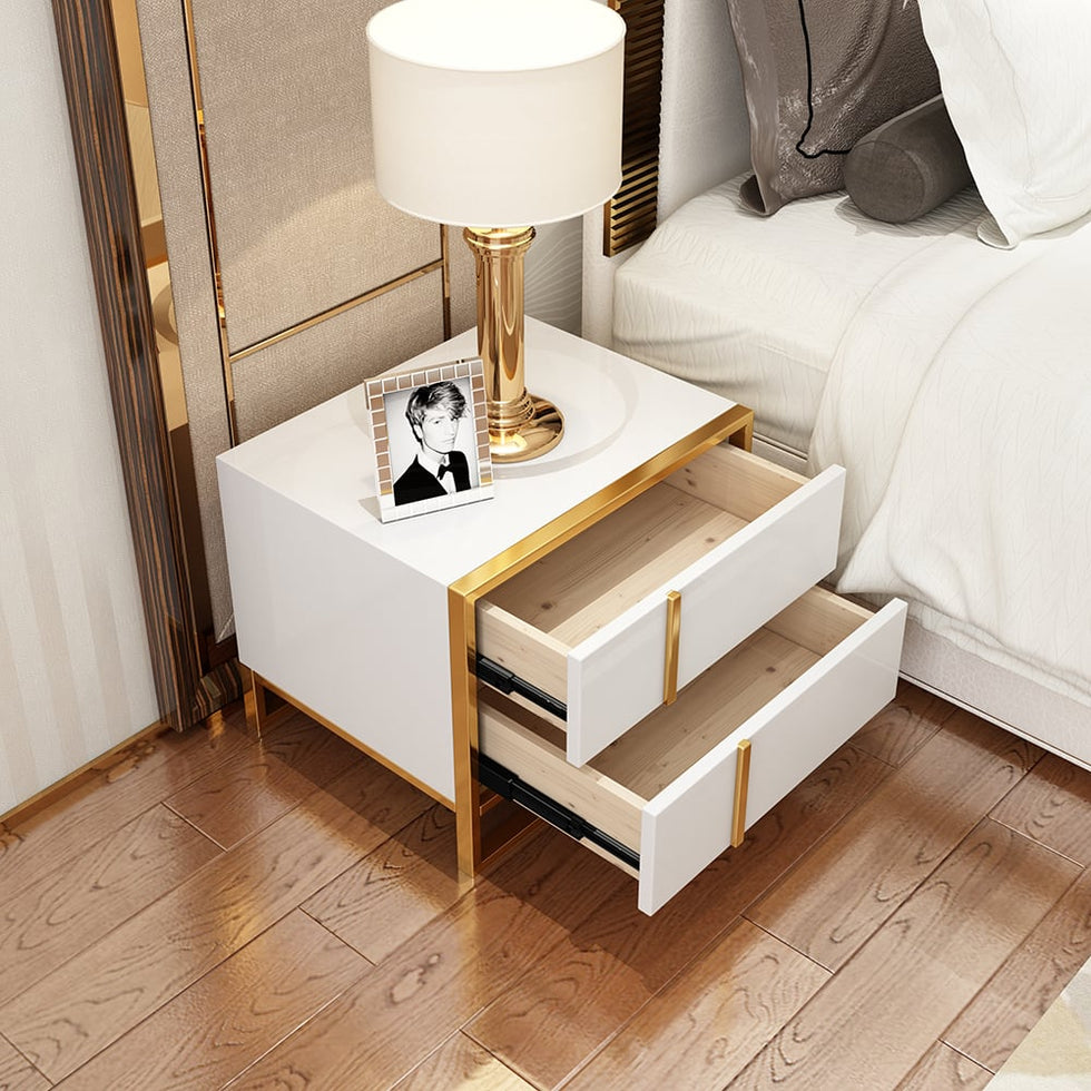 HMR - Rimh Lacquer Nightstand with 2 Drawers