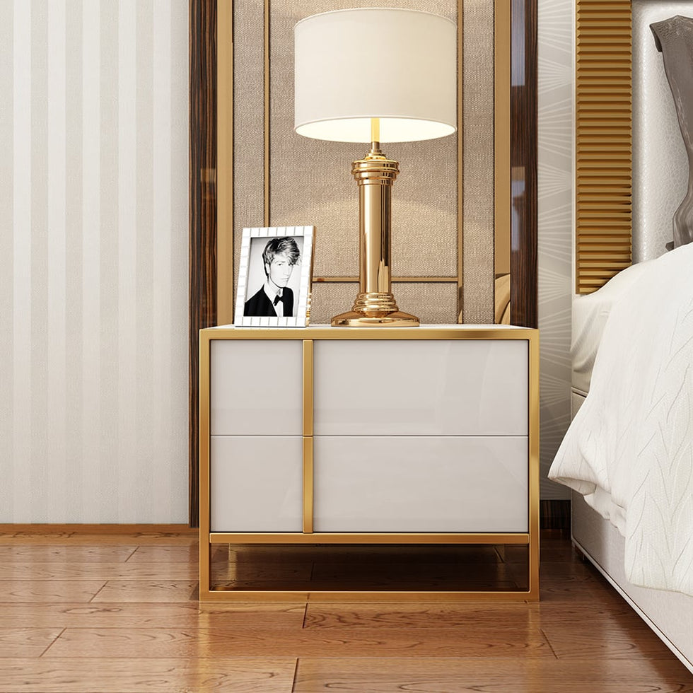 HMR - Rimh Lacquer Nightstand with 2 Drawers