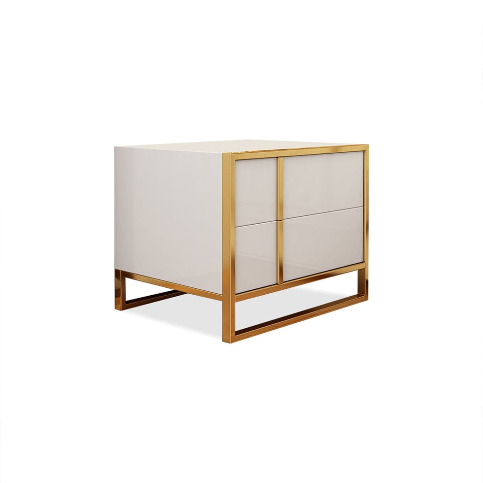 HMR - Rimh Lacquer Nightstand with 2 Drawers
