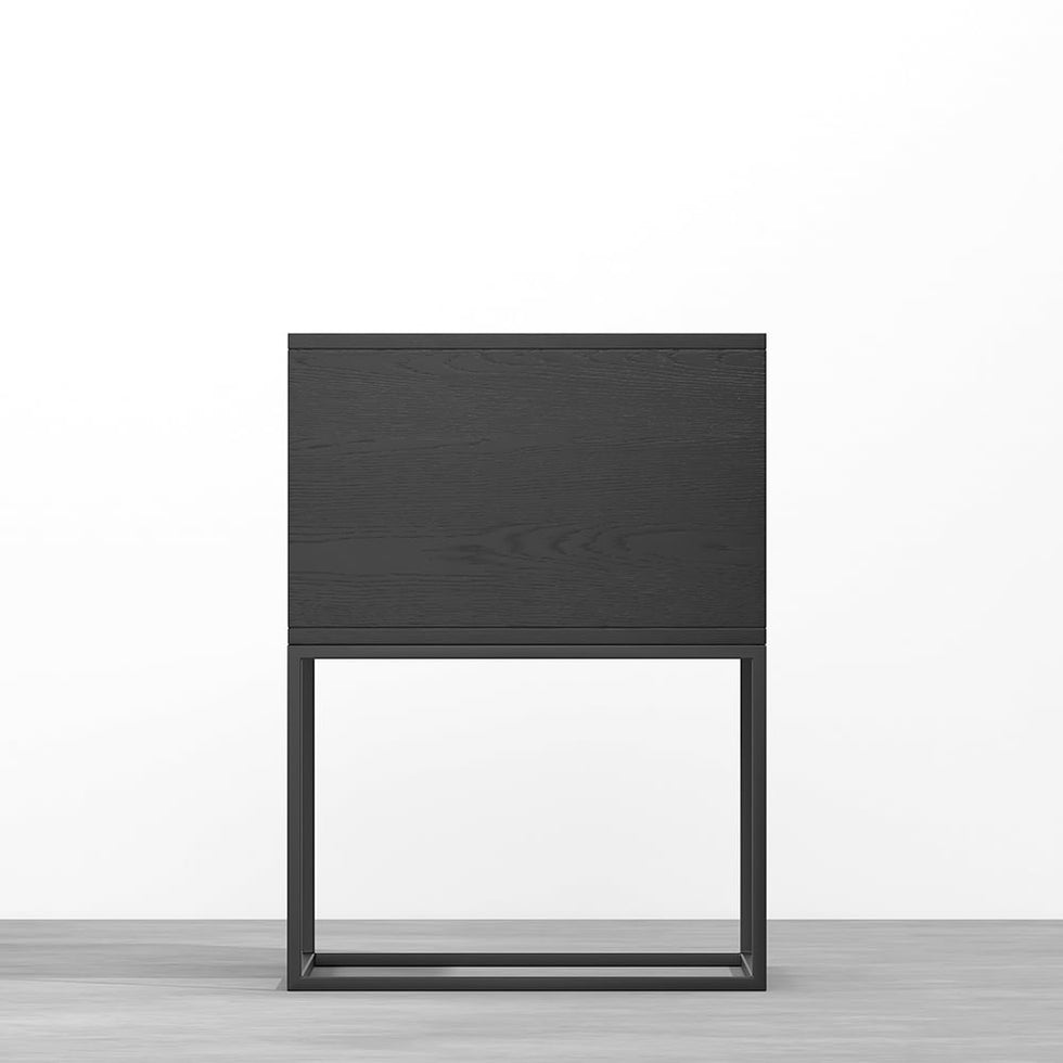 HMR - Modern Nightstand with Drawer Bedside Table Metal Base