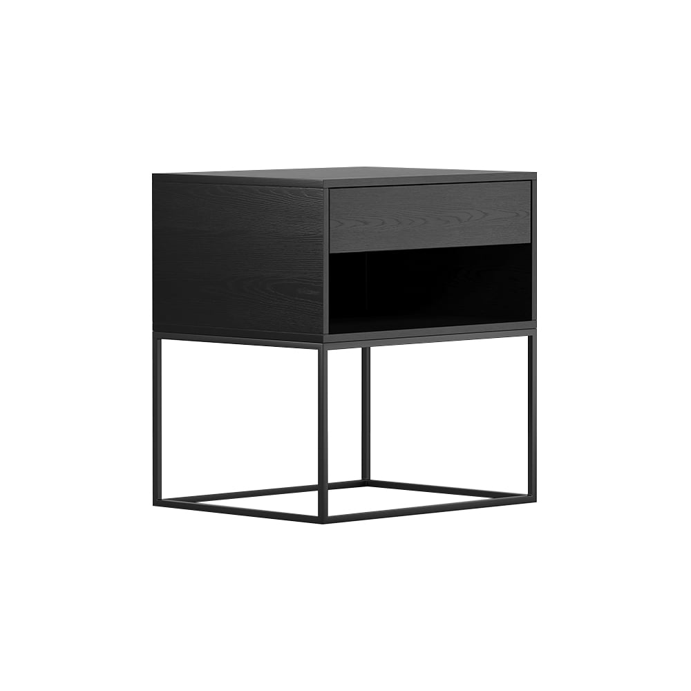 HMR - Modern Nightstand with Drawer Bedside Table Metal Base