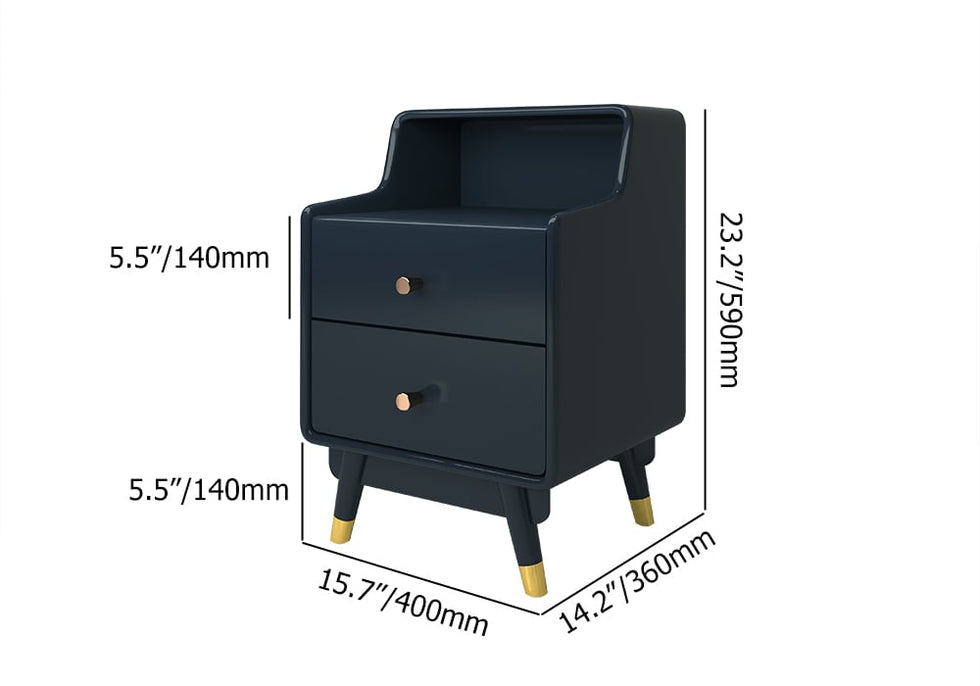 HMR - Lacquered 2-Drawer Nightstand with Shelf in Blue