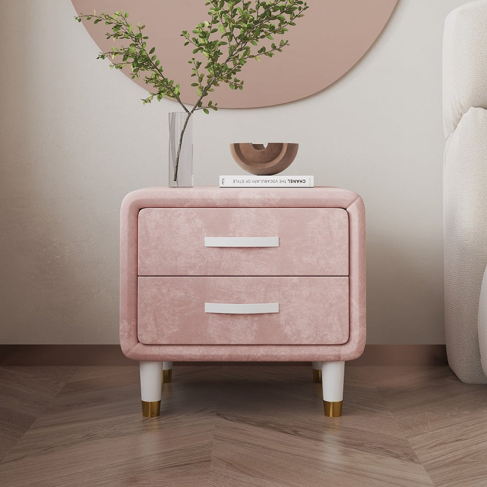HMR - Modern Nightstand with 2 Drawers