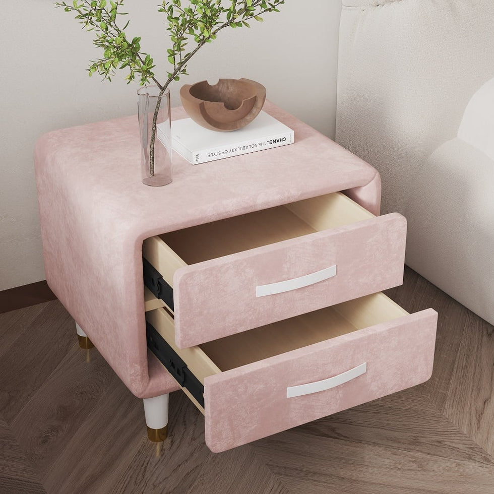 HMR - Modern Nightstand with 2 Drawers