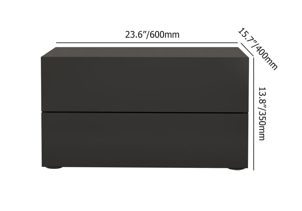 HMR - 24" Minimalist 2-Drawer Nightstand in Black