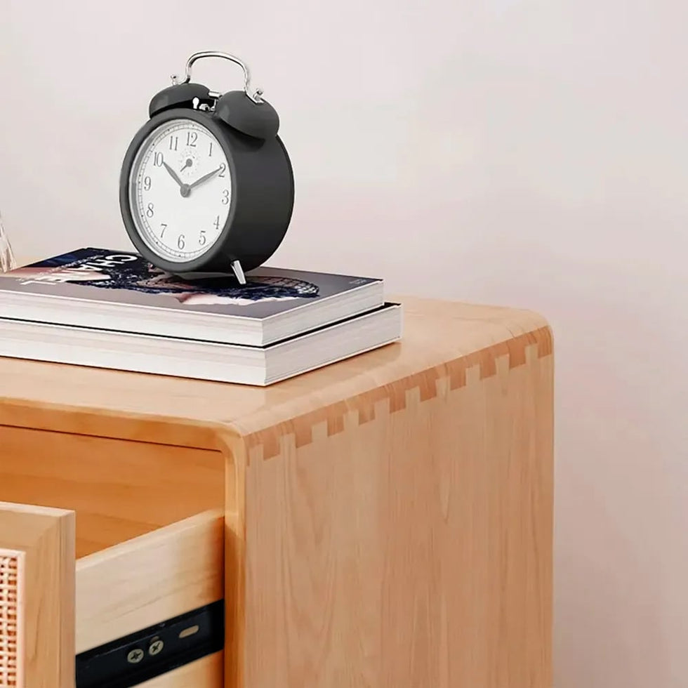 HMR - Natural Rattan 2-Drawer Nightstand in Cherry