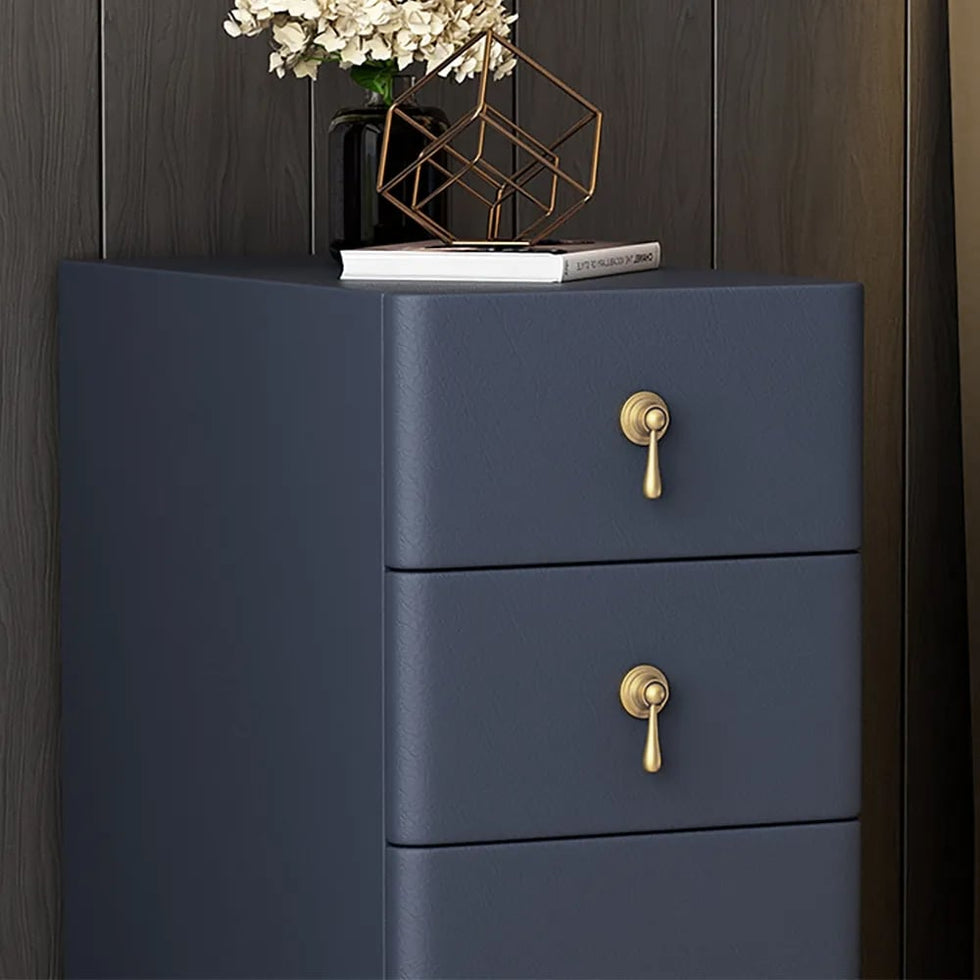 HMR - Modern Narrow 3-Drawer Nightstand with Faux Leather Upholstery