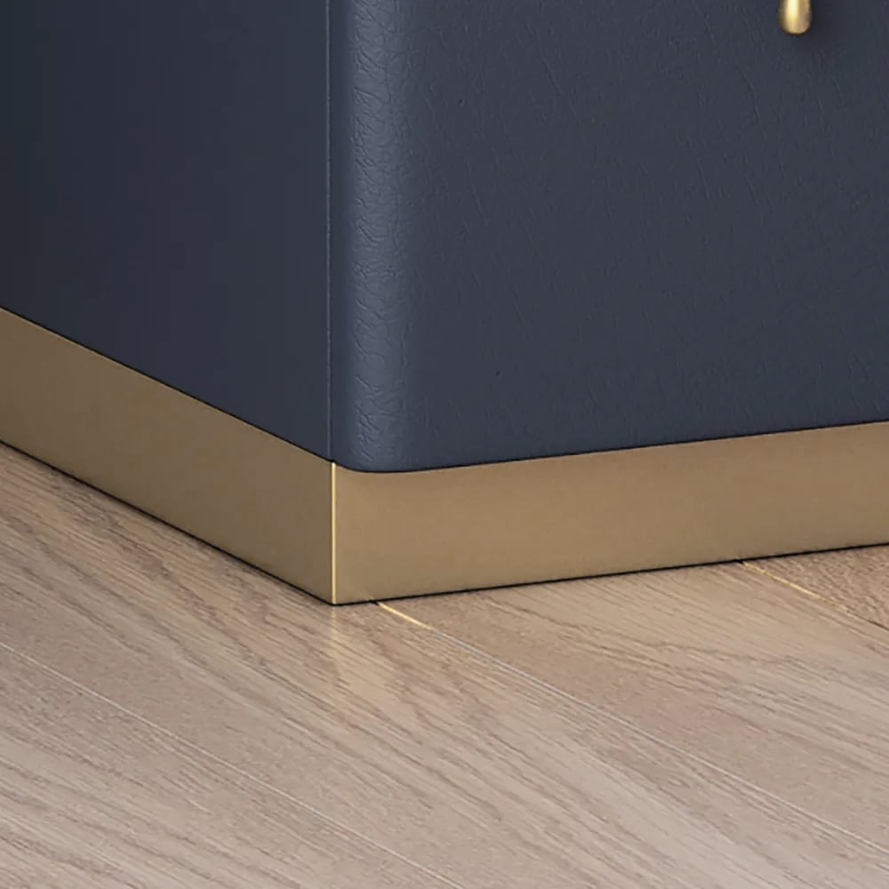 HMR - Modern Narrow 3-Drawer Nightstand with Faux Leather Upholstery