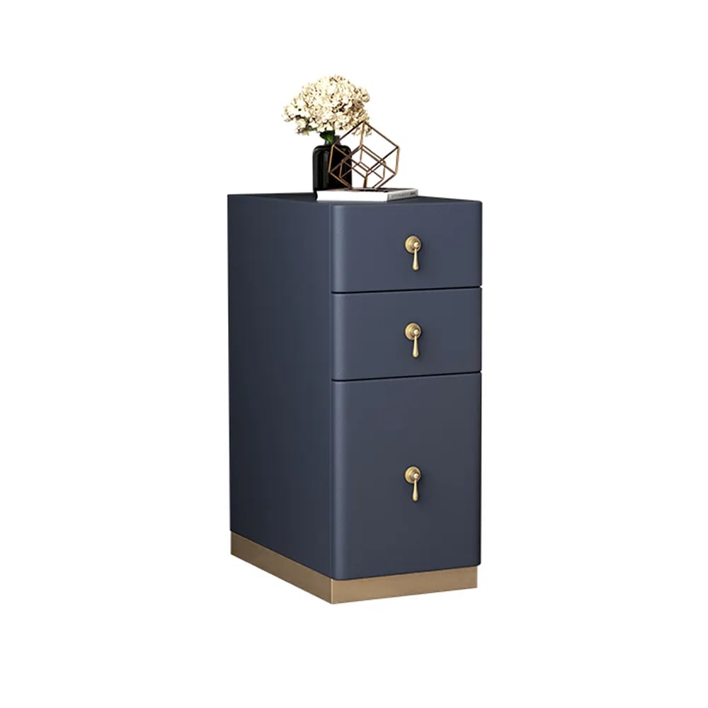 HMR - Modern Narrow 3-Drawer Nightstand with Faux Leather Upholstery