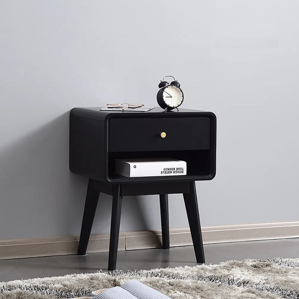 HMR - Rustic 1-Drawer Nightstand with Shelf