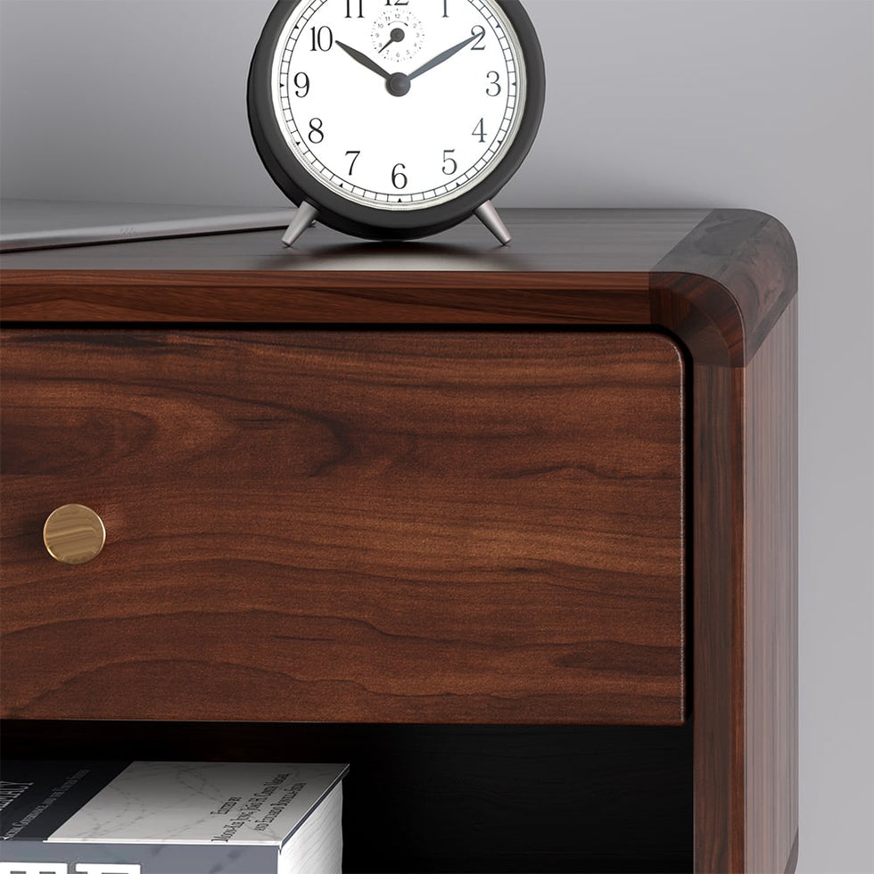 HMR - Rustic 1-Drawer Nightstand with Shelf