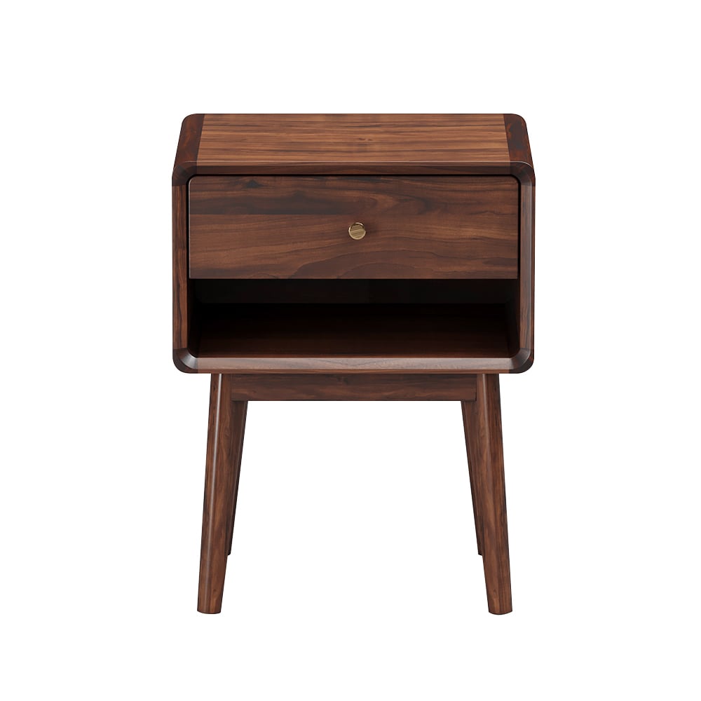 HMR - Rustic 1-Drawer Nightstand with Shelf