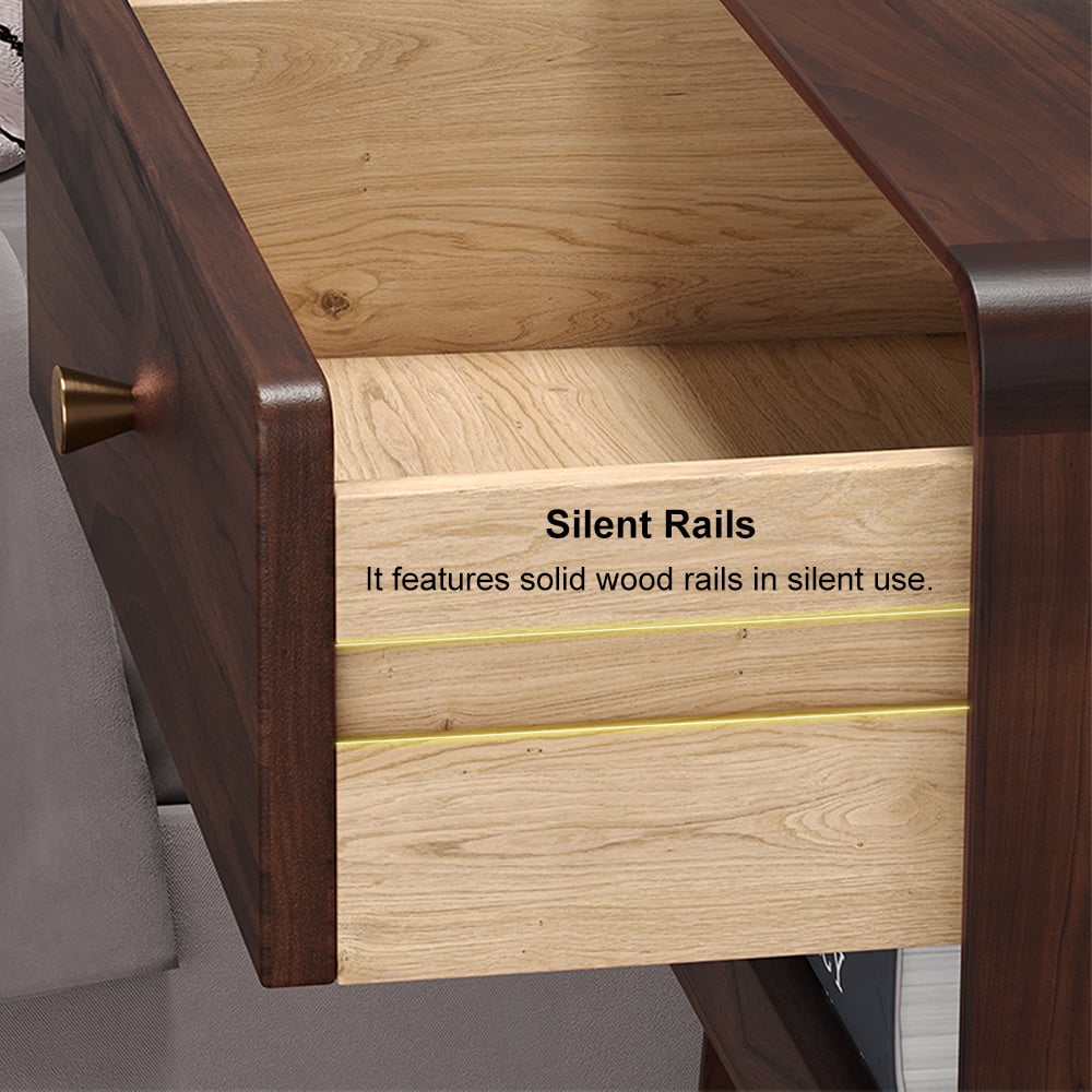 HMR - Rustic 1-Drawer Nightstand with Shelf