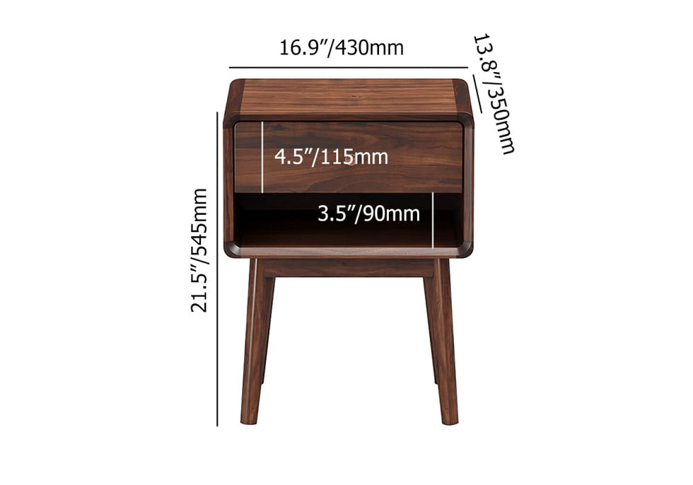 HMR - Rustic 1-Drawer Nightstand with Shelf