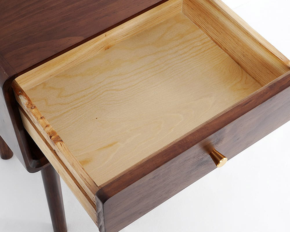 HMR - Rustic 1-Drawer Nightstand with Shelf