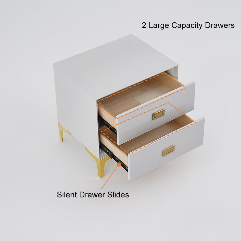 HMR - Modern 2-Drawer Nightstand