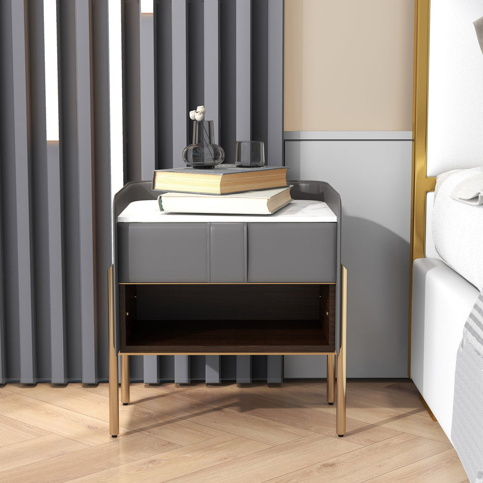 HMR - Modern Nightstand with Charger & Light