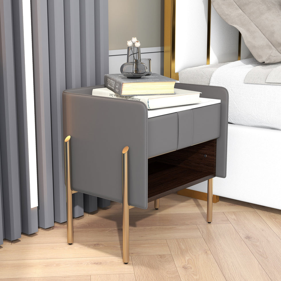 HMR - Modern Nightstand with Charger & Light