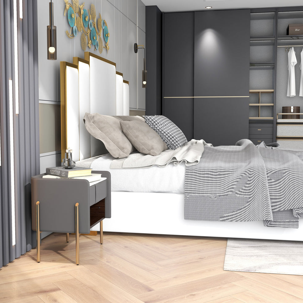HMR - Modern Nightstand with Charger & Light