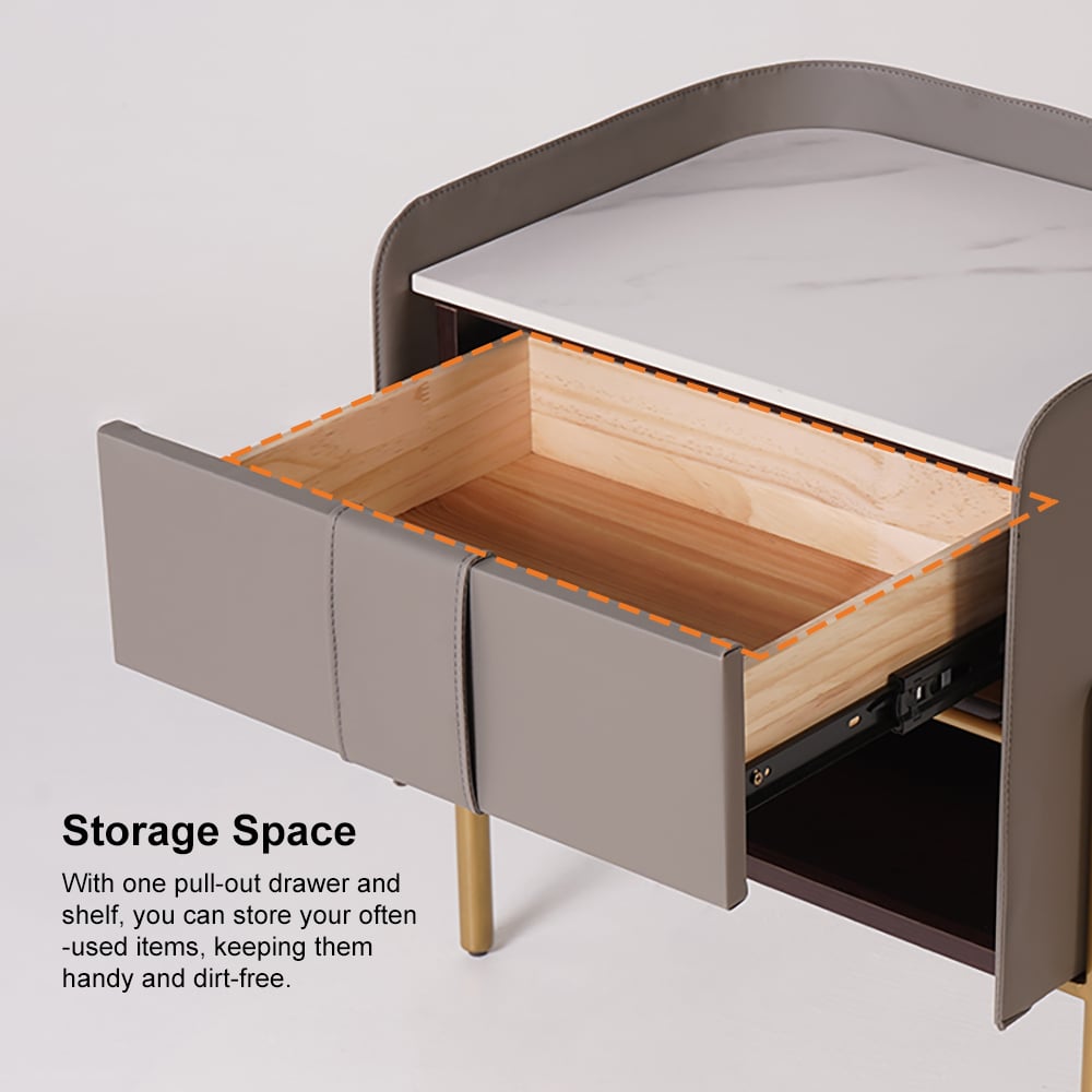 HMR - Modern Nightstand with Charger & Light