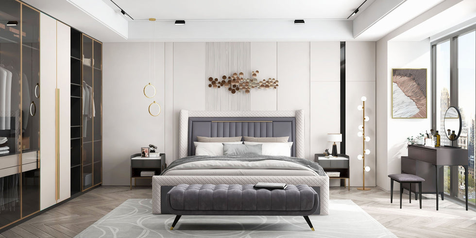 HMR - Modern Nightstand with Charger & Light