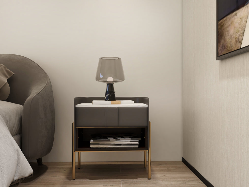 HMR - Modern Nightstand with Charger & Light