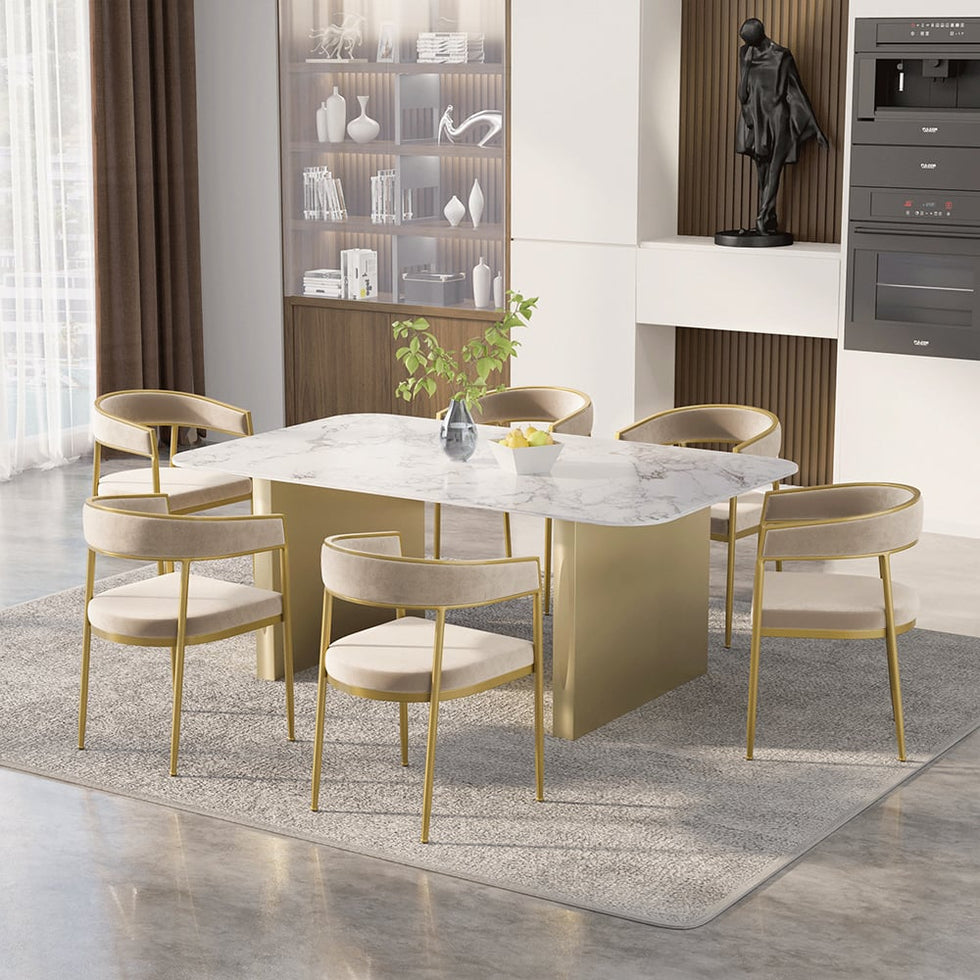 HMR - Modern Dining Chair with Upholstered Curved Back