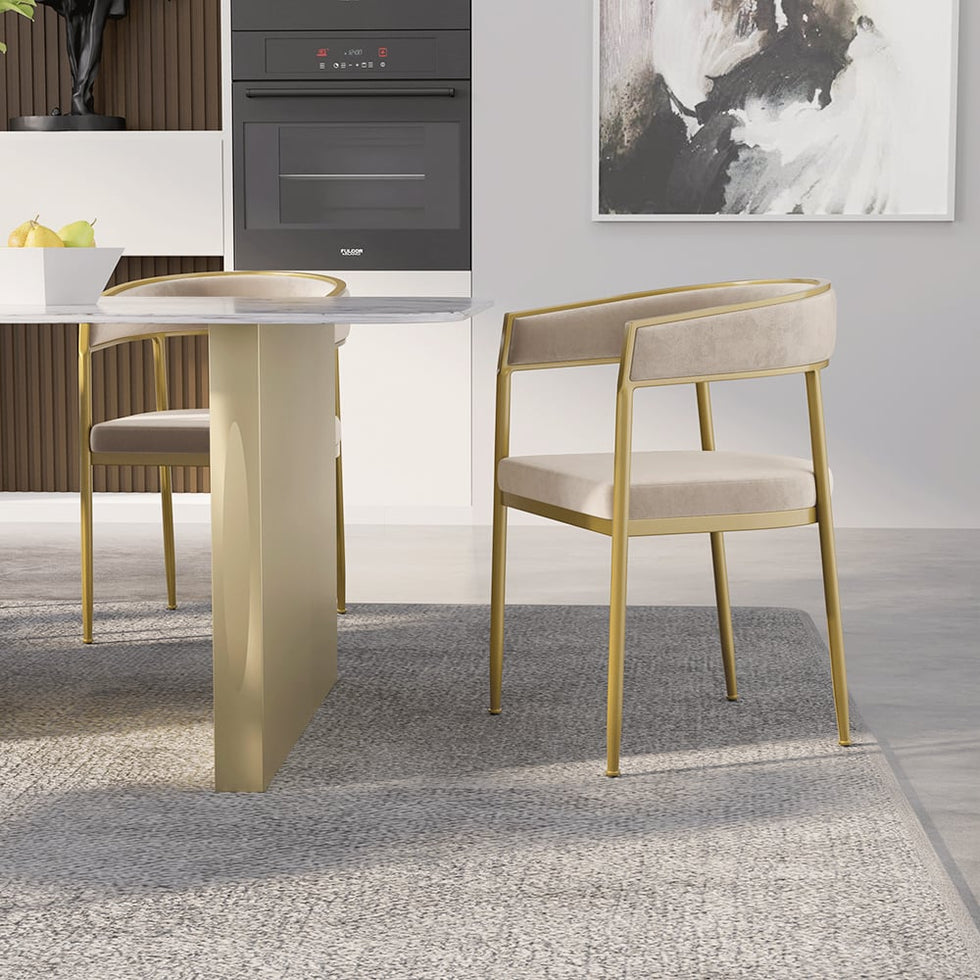 HMR - Modern Dining Chair with Upholstered Curved Back