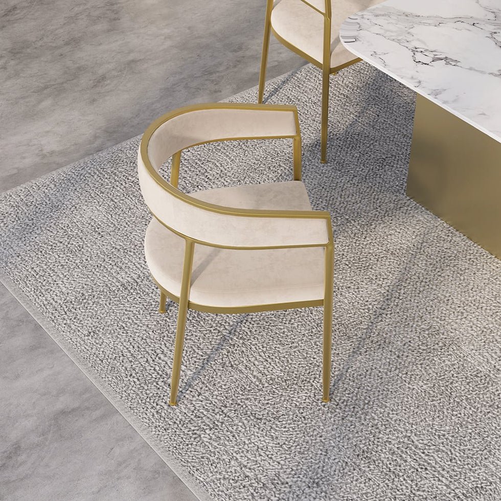 HMR - Modern Dining Chair with Upholstered Curved Back