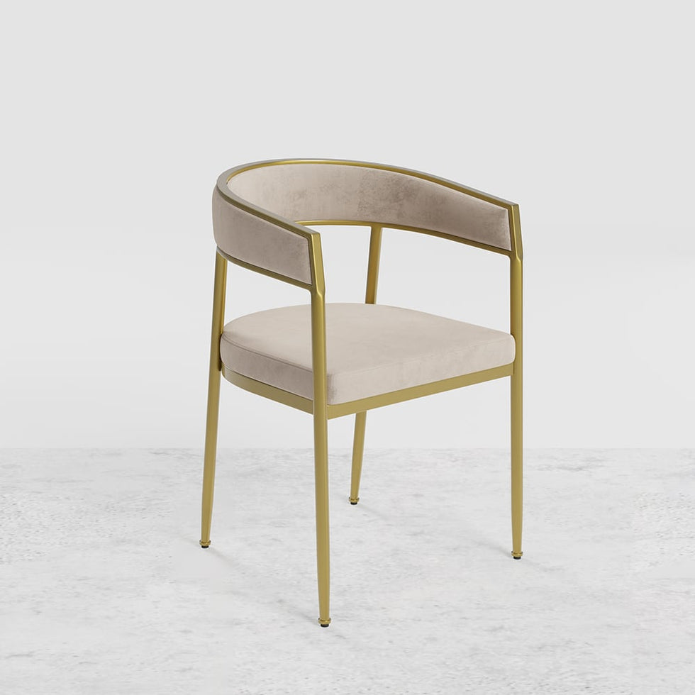 HMR - Modern Dining Chair with Upholstered Curved Back