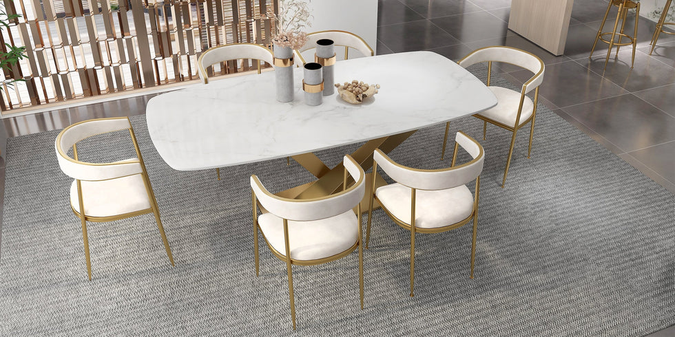 HMR - Modern Dining Chair with Upholstered Curved Back
