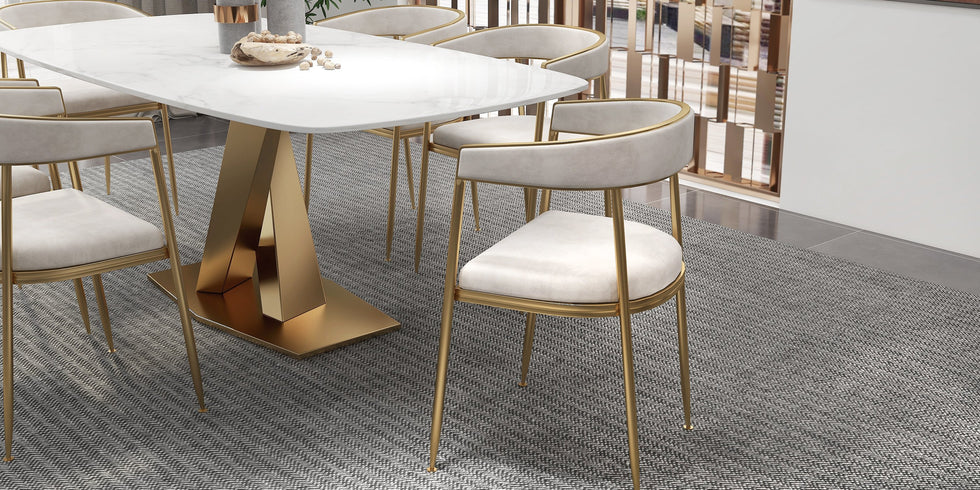 HMR - Modern Dining Chair with Upholstered Curved Back