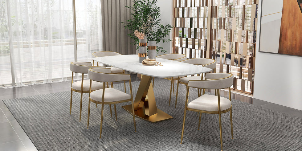 HMR - Modern Dining Chair with Upholstered Curved Back