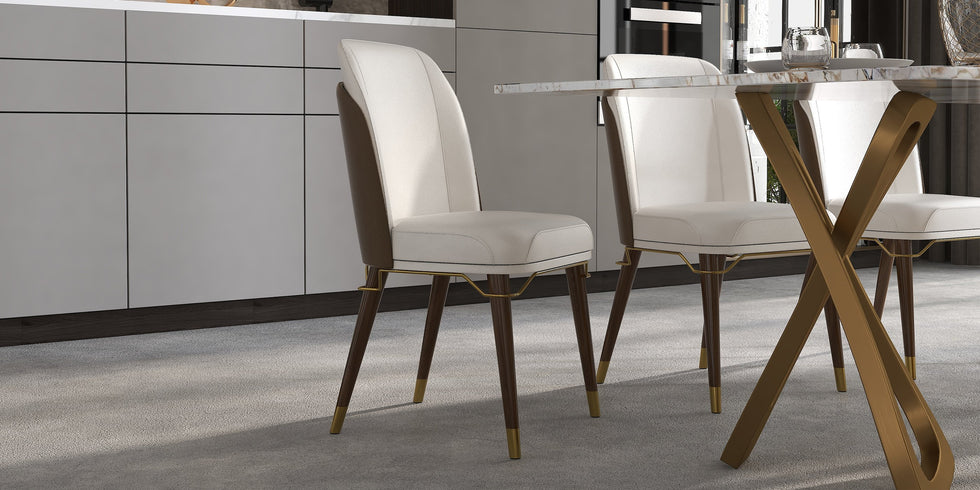 HMR - Modern Dining Chairs with PU Leather Upholstery (Set of 2)