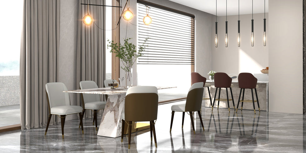 HMR - Modern Dining Chairs with PU Leather Upholstery (Set of 2)