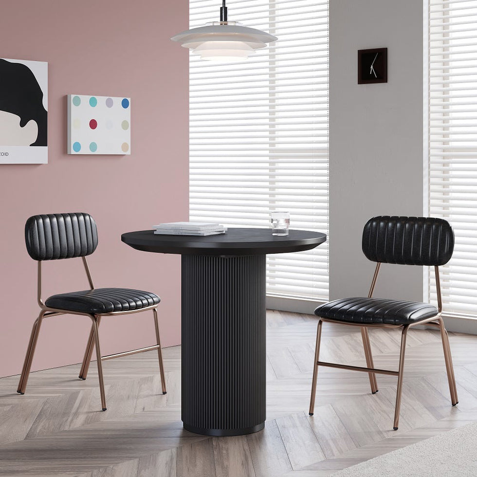 HMR - Modern Dining Chairs with Faux Leather Upholstery (Set of 2)