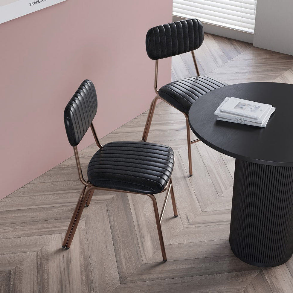 HMR - Modern Dining Chairs with Faux Leather Upholstery (Set of 2)