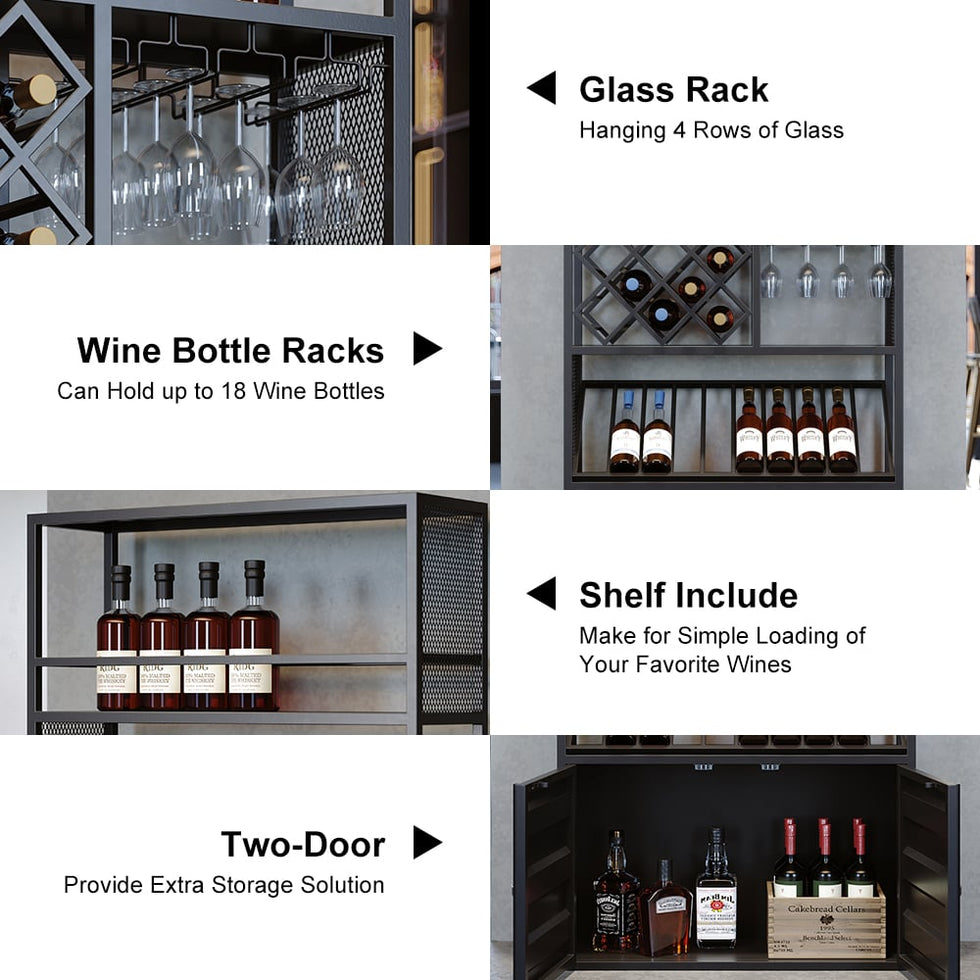 HMR - Industrial Standing Glass Wine Rack 70.9" in Left Side