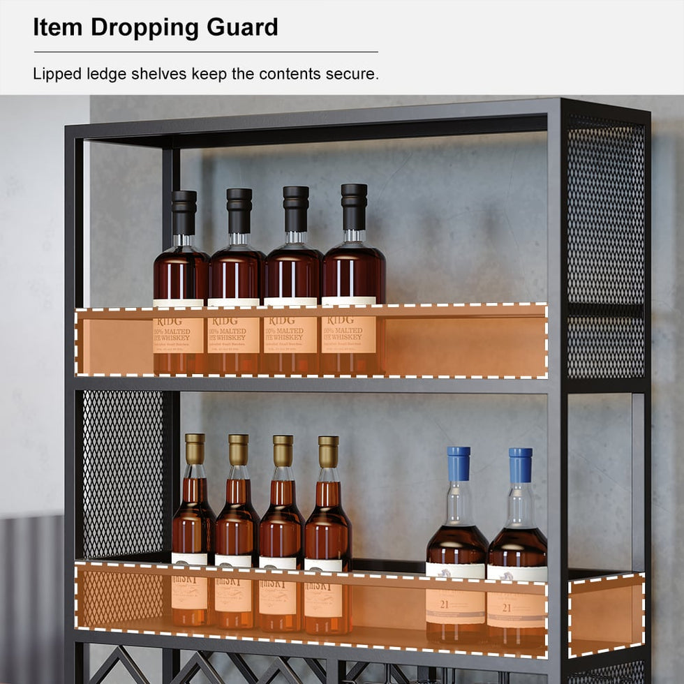 HMR - Industrial Standing Glass Wine Rack 70.9" in Left Side