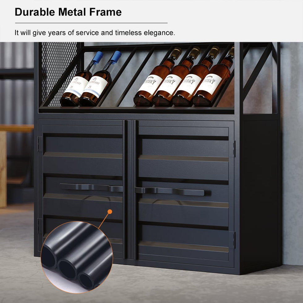 HMR - Industrial Standing Glass Wine Rack 70.9" in Left Side
